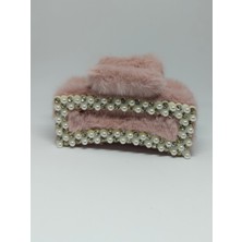 Tuel Inci ve Taş Detaylı Peluş Mandal Saç Tokası – Büyük Boy Şık Kadın Saç Aksesuarı