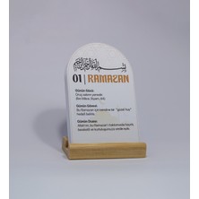 Ozzypix Ahşap Standlı Ramazan Takvimi - 30 Günlük Hadis, Dua ve Görev Kartları - Masaüstü Dini Hediye