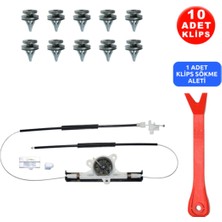 Özgürce Sol Ön Cam Kriko Tamir Seti 1996-2003, 10 Klips ve Aparatlı, Renault Megane 1