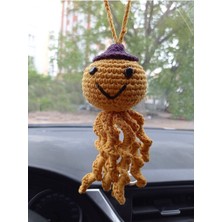 Özgürce Sevimli Amigurumi Ahtapot Dikiz Aynası Süsü, Renkli ve Eğlenceli Dekorasyon