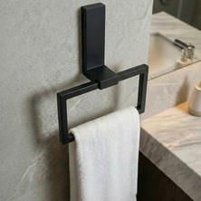 Zift Unique Siyah Mat 304 Paslanmaz Çelik Hareketli Havluluk - Yapışkanlı Vidasız Banyo Havlu Askısı