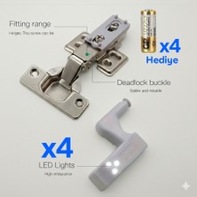 TPT 4 Adet Piller Hediyeli Dolap Kapak Içi LED Menteşe Işığı – Pilli, Otomatik Aç/kapa, Basmalı Düğmeli, Beyaz Işık