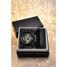 Çok Biz SEVGİLİYE, DOGUM GÜNÜ,BABALAR GÜNÜ;EVLİLİK YILDÖNÜMÜ,ARKADAŞA ERKEK HEDİYE KUTUSU Şık çelik analog saat ,Metal bileklik ,Doğal taşlı boncuk bileklik özel gecelerin uyumu...