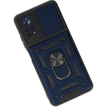 Luxury  Xiaomi Poco X4 Pro 5g Kılıf Pars Lens Yüzüklü Silikon - Lacivert 784654