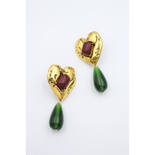 Beta Moda Hub Kalp Küpe - Yeşil