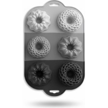 Dystopia Gri Karma Şekilli 6 Bölmeli Silikon Kek Kalıbı