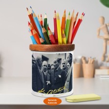 Asilmeydan Konuşan Mustafa Kemal Atatürk Ahşap Seramik Kalemlik-(662)