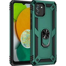 Luxury  Samsung Galaxy A03 Kılıf Sofya Yüzüklü Silikon Kapak - Yeşil 784654