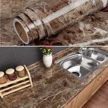 Esranın Dünyası Mermer Desenli Masa Tezgah Mutfak Su Geçirmez Yapışkanlı Folyo Sticker Kahverengi 5x0,6m RSKRG34