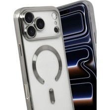 Luxury  Apple iPhone 17 Pro Max Kross Magneticsafe Kapak - Gümüş 784654
