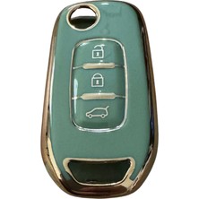 Autohan Keys 3 Butonlu Nano Anahtar Kılıfı Renault Megane 4, Clio 5, Captur, Taliant, Express Için Uyumlu, Yeşil Altın Renk