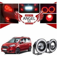 Özgürce Universal 76MM Kırmızı Mercekli LED Angel Sis Farı Ford Tourneo Courier Uyumlu