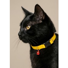Ben Evcilim Sarı Kedi Boyun Tasması Zilli (18-32cm) - Beden: Standart Ayarlanabilir, Renk: Sarı