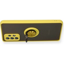 Luxury  Samsung Galaxy A72 Kılıf Montreal Yüzüklü Silikon Kapak - Sarı 784654