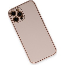 Luxury  iPhone 12 Pro Kılıf Coco Deri Silikon Kapak - Pudra 784654