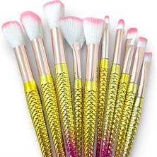 Sudedi Home Denizkızı Tasarım 10’lu Makyaj Fırça Seti Sentetik Kıl Profesyonel Make-Up Set