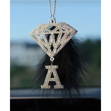 Özgürce Kristal Taşlı Harfli Dikiz Aynası Süsü, Renk Seçenekleriyle Şık Dekor