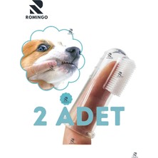 Romingo 2 Adet Kedi Köpek Parmak Diş Fırçası Silikon Ağız Bakım Medikal Bpa