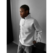 Elku Moda Erkek Oversize Yarım Fermuarlı Sweatshirt Dik Yaka Half Zip Kalın Kışlık 4 Renk