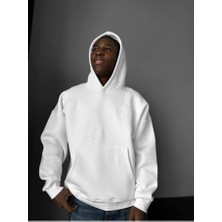 Elku Moda Erkek Oversize Nakışlı Hoodie Kabartma Desenli Premium Kapüşonlu Sweatshirt Streetwear