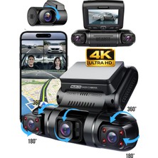 Sonreir X19 Premium 4 Lens Araç İçi Kamera WiFi GPS 4K Ultra HD  Ön Arka İç Kamera Gece Görüşü Park Modu DVR