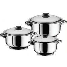 abnturk 3'lü Büyük Boy Aşiret Çelik Tencere Seti