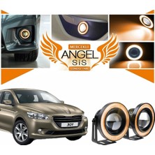 Özgürce 76MM Turuncu Mercekli LED Angel Sis Farı, Peugeot 301 Uyumlu, Yüksek Parlaklık