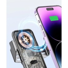 Wirkmarkt Magsafe Özellikli  Araç Içi 360 Dönerli Manyetik Sensörlü Wireless Kablosuz Şarj Özellikli Telefon Tutucu