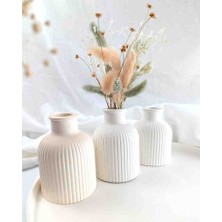 Lenisa Iskandinav Dekoratif Vazo Biblo Beyaz