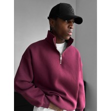 Elku Moda Erkek Oversize Yarım Fermuarlı Sweatshirt Dik Yaka Half Zip Kalın Kışlık 4 Renk