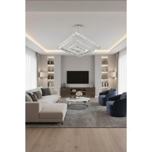 Elizim Home Lighting Lotus Kristal Taşlı Ledli Krom Avize