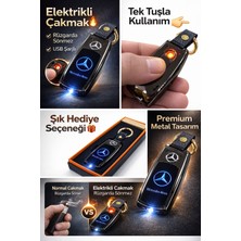 Mercedes Logolu Elektrikli Anahtarlık Çakmak USB Şarjlı Rüzgarda Sönmez Premium Metal Tasarım Şık Hediye