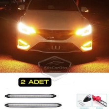 Özgürce Kayar Sinyalli Gündüz Farı 12V LED Drl Sarı Beyaz 34.5 cm