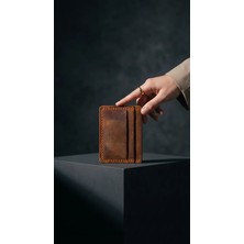 El Yapımı Hakiki Deri Slim Kartlık 5 Gözlü Taba