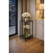 Trendmiz Velmark Eyfel  Cam Raflı Metal Dresuar | Dar Alanlar Için Modern Antre Sehpası/uzun Sehpa