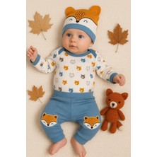 Narnuga Little Fox Desenli 3'lü % 100 Pamuklu Erkek Takım
