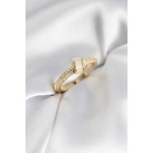 Solenya Zirkon Taşlı Sedefli Gold Renk Kadın Yüzük