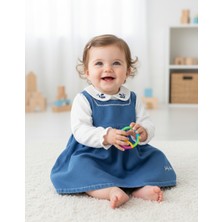 Asyaden Baby Kız Bebek Yakası Nakışlı Şık Bayramlık Pamuklu Elbise