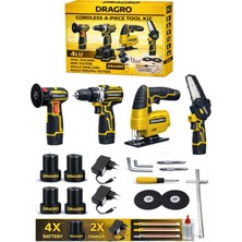 Dragro Dwr Series 12V Mini Yardımcı Set Mini Testere + Avuç Taşlama + Akülü Vidalama + Dekupaj