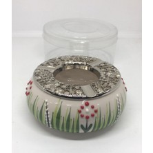 Lebron Kırmızı Çiçek Desenli Seramik & Metal Kül Tablası