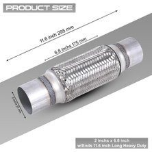 Özgürce Esnek Egzoz Spiral Borusu, 51MM x 295MM, Paslanmaz Çelik, Üniversal Tip