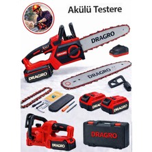 Dragro 21V Kömürsüz Dijital Gösterge Otomatik Yağlamalı Akülü Dal Kesme Budama Testeresi