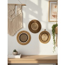Nefisenem Bohem Doğal Jüt & Ahşap Boncuk Duvar Dekoru Seti (3’lü)