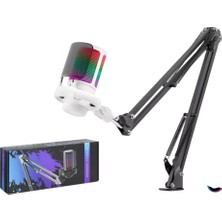 Nodar ME6S35W Profesyonel Gaming Rgb Mikrofon 192 Khz / 24 Bit Type-C - Beyaz