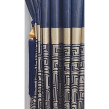 Ufuk Perde Pano Fon Lacivert - Gold ( Tek Kanat )