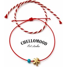 Chellomood Marteniçka Yonca Bileklik -Turkuaz Taşlı Bereket Şans Seti