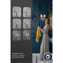 Zenvia 10'lu Şeffaf Yapışkanlı Askı Mutfak Banyo Duvar Askısı Çivisiz Pratik Kanca Seti  ZNV-HBY324