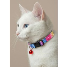 Ben Evcilim Gökkuşağı Pul Desenli Kedi Tasması Zilli (18-32cm)