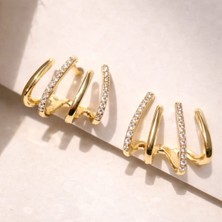 Gold Detaylı Zirkon Taşlı Ear Cuff