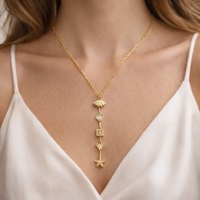 Zarif Akışlı Y Model Çelik Kolye – Minimal ve Şık Tasarım